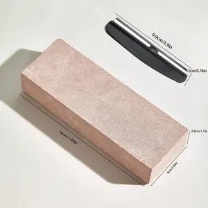 Natural Red Sandstone Sharpening Stone Set with Angle Guide & Non-Slip Mat 1500 Grits Durable for Kitchen & Outdoor Knives Restore Sharpness
