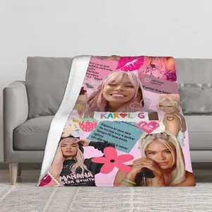 Karol G Element Flannel Blanket, Perfect for Family, Bed, Sofa, Travel, Camping - All Season Sports Fan Gifts, Sports Fan Gifts, Sports Room. The best gift for family, classmates, friends on Black Friday, school season.