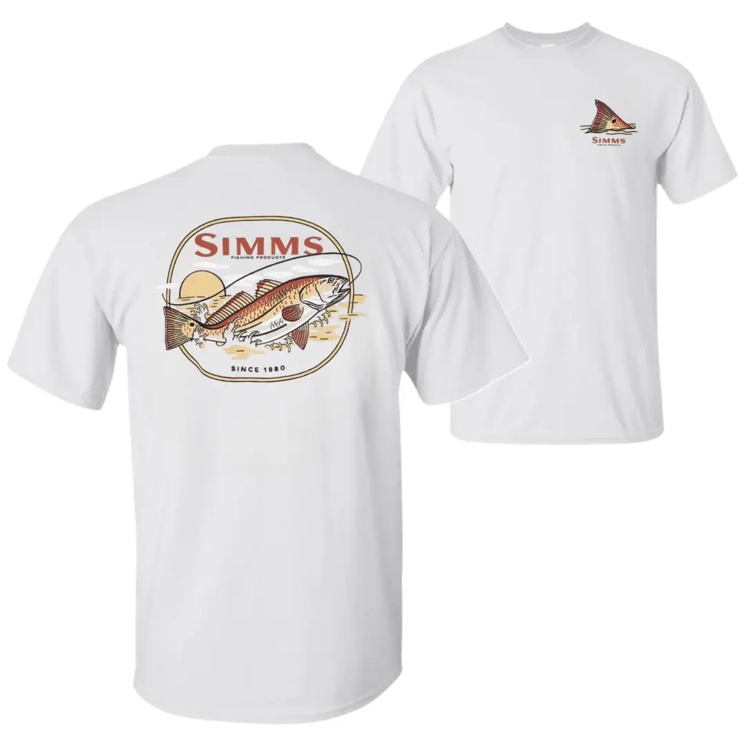 Redfish Graphic T-Shirt, Casual Shortsleeve Saltwater Fishing Apparel in Smooth, Seamless Cotton for Men & Women Coastal Anglers, Fabric, Round Neck, Top, T Shirts, Good Graphic Tees, Lightweight, Machine Wash