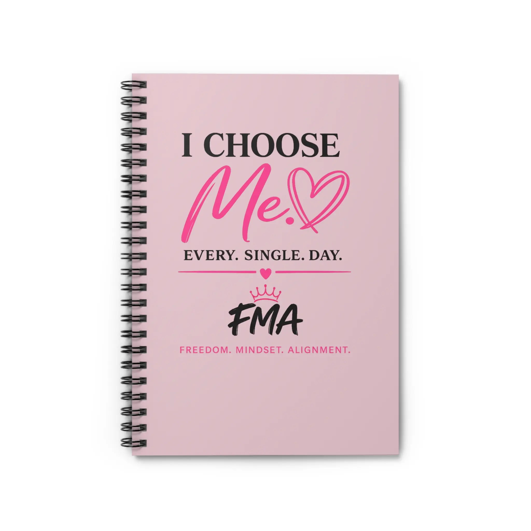 I Choose Me Pink Spiral Notebook — Inspirational Ruled Journal for Self-Care & Daily Affirmations