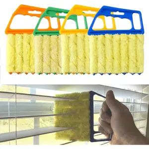 4 Pack Window Blind Cleaner Tool, 7 Finger Dusting Brush with Microfiber Sleeves Cleaning
