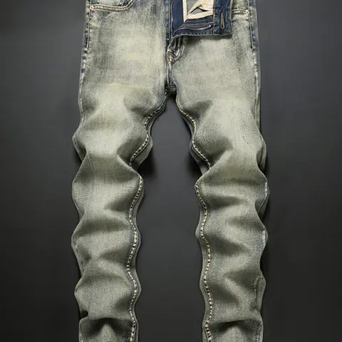 Men's Regular Fit Solid Patched Straight Leg High Quality Jeans, Jeans Style, Fashion Casual Comfy Denim Pants for Daily Outdoor Wear, Mens Bottoms for All Seasons