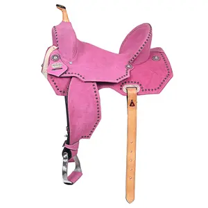 HILASON Western Horse Flex Tree Barrel Trail in Leather Saddle Pink | for Horses