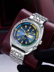 Top Luxury Business Men's Watch, Waterproof Steel Band, Analog Dial, Buckle Closure, Fashion Casual Style, Perfect Gift for Boyfriend Husband Father