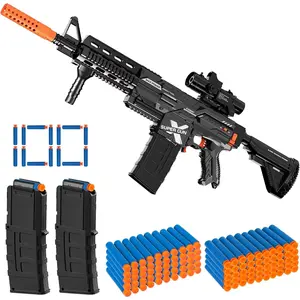 Electric Automatic Sniper Toy Gun Faster Burst Soft Bullets Toy Foam Blaster with 100 Darts for Boys Kids Black