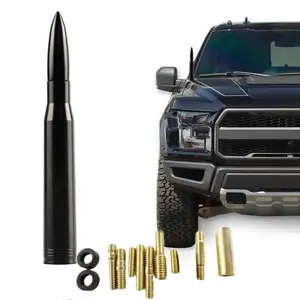 Black Universal Bullet Antenna for Ford Dodge Chevrolet Jeep Toyota Truck Replacement Antenna with Gold Hardware