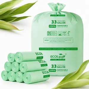 13/33/55 Gallon Heavy-Duty Durable Compostable Trash Bags for Kitchen, Office & Lawn, Yard｜BPI Certified, OK Compost