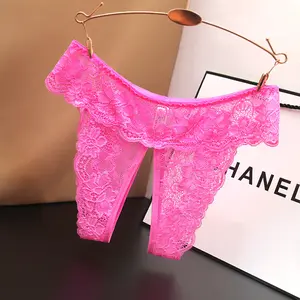 Women's low-waist, open-crotch lace lingerie panties. Lightweight, breathable, with good elasticity, exquisite pattern, and soft feel. Available in multiple sizes and colors.