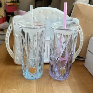 Starbucks overseas 18oz windswept pentagon glass cold cup purpl blue choose Tumblers