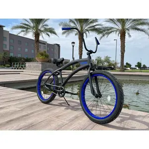 SIKK Wide Ride SS Aluminum Frame Single Speed Flat Black Frame Blue Wheels