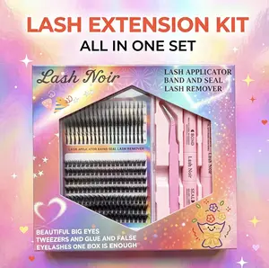 DIY Eyelash Extension Kit for Beginners, 240 Pcs Synthetic Natural Wispy Lash Clusters (C Curl, 10-12mm), Waterproof Reusable, with Bond, Seal, Remover & Tweezers, False Eyelashes Extensions Kit