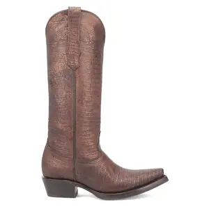 Dingo Womens Athena Lizard Print Snip Toe  Casual Boots Mid Calf Low Heel 1-2" - Brown