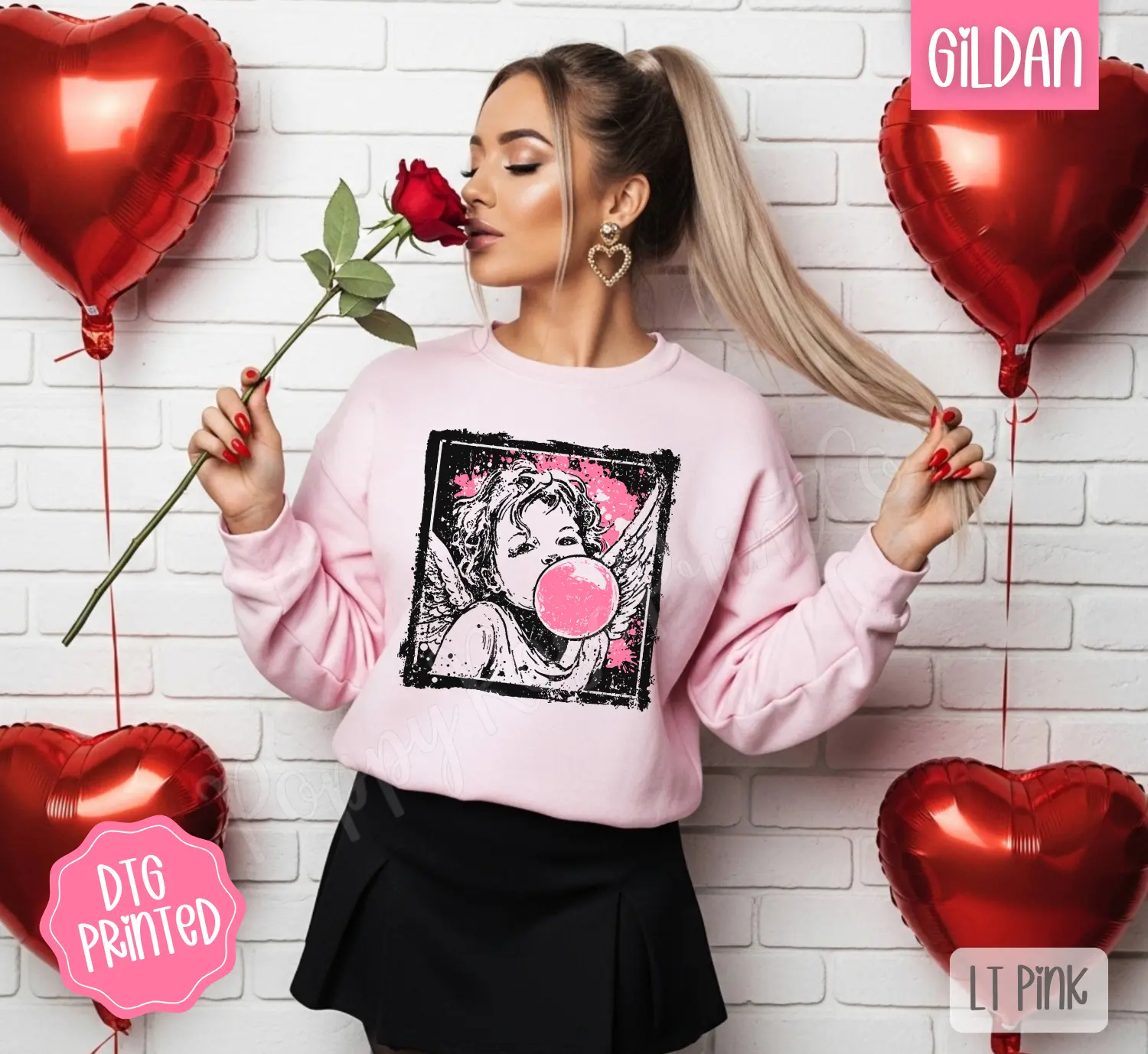 Cupid Bubble Sweatshirt, Trendy Women's Valentines Sweater
