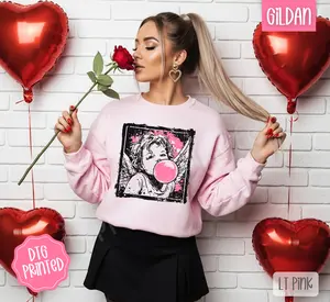 Cupid Bubble Sweatshirt, Trendy Women's Valentines Sweater
