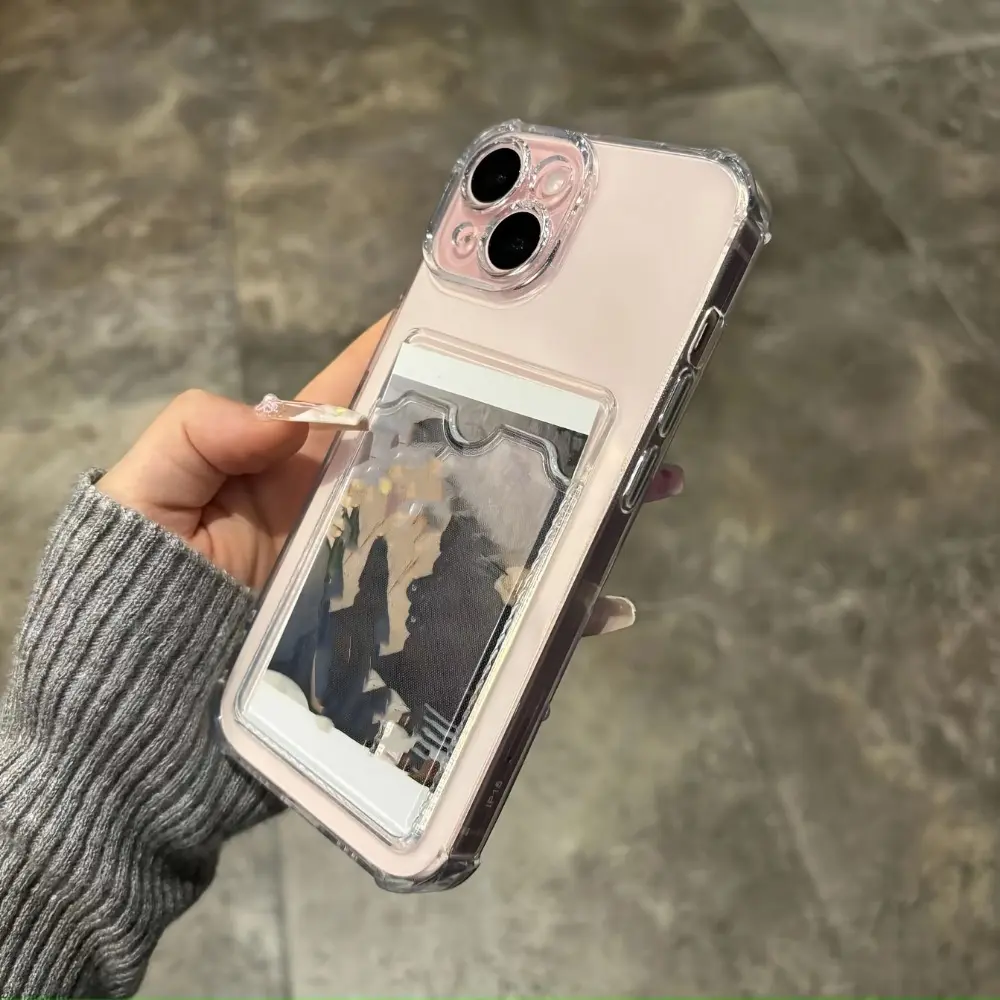 Transparent Simple Card Slot Phone Case - Phone Protective TPU Shell Mobile Accessory, Lightweight for Daily Carry, Fits iPhone 16/15/14/13/12/11 Pro Max/Plus, Holds Bank Cards & Photos, Mobile Phone Accessory, Accessories