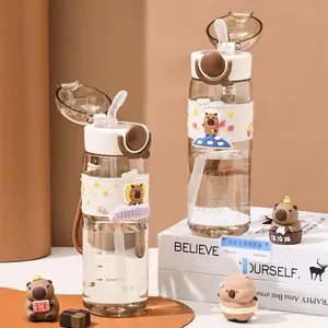 Cartoon Large Capacity Children'S Capybara Water Cup Sports Straw Double Drink Kids Kawaii Water Bottle Juice Cup Gift