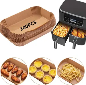 100PCS Air Fryer Disposable Paper Liners, Food Grade Parchment Baking Sheets for Air Fryer Accessories (9x6 Inch, Natural)