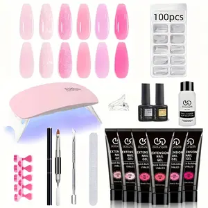 16- Piece Poly gel Extension Gel Kit | Strong Shaping Gel + Portable UV Lamp 2-in-1 Design | Salon-Grade Long-Lasting Formula, Ideal for Girls' Nail Care | USB Direct-Charge Design, 2025 Professional All In One Starter Kit