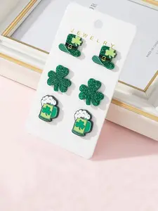 Cute Holiday Theme Earring Set Collection, St Patrick's Day Clover Beer Cup Earrings, Easter Bunny Carrot Bowknot Earrings