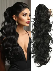 [Heat Resistant Ponytail] 1pc Synthetic Extensions Heat Resistant Women's Wavy Curly 30 Inch Long Curly Wave Ponytail Hair Extension for Daily and Party Use