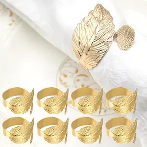 Leaf Napkin Ring Decorative Table Accessories Suitable for Wedding Dinner Decoration Elegant Napkin Rack Napkin Ring High-end Plate Decorations Metallic Gift Kitchen Stylish