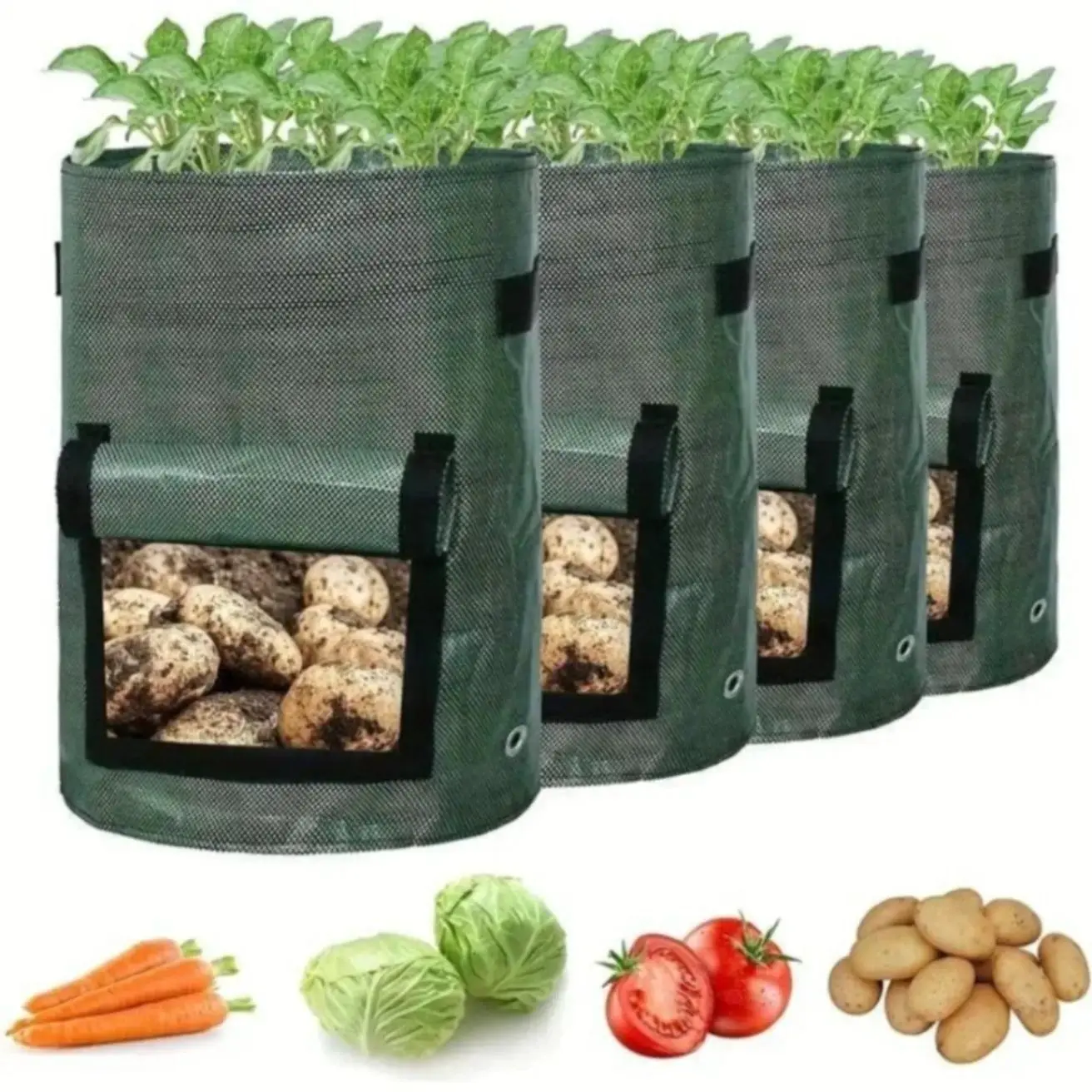 2026 New 7 Gallon Potato Grow Bag – Large Capacity Breathable Planter with Flap & Handle, Reusable Vegetable Planting Bag for Home Gardening