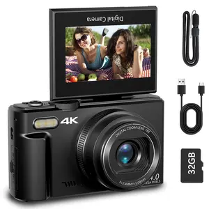 Lmzour 4K 64MP Digital Camera for TikTok  | 180° Flip Screen Vlogging Camera for YouTube & Selfies | 18X Zoom Point & Shoot | Beginner Friendly Compact Camera with 32GB SD Card (Black)