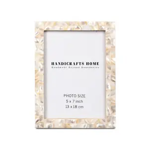 Handicraft Home Handmade Mother of Pearl Picture Frame White in 5x7"