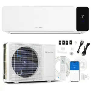 【Visio Series】Cozeware 12000 BTU 115V/230V Mini Split Air Conditioner Heat Pump 20 SEER2 Inverter Compatible with Wifi Alexa Cools Up to 750 Sq Ft for Living Room Bedroom Study Loft Garage