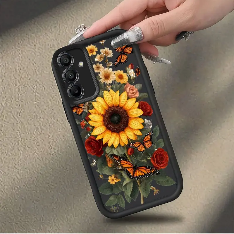 Phone Case: Butterfly Dance Floral Pattern Case - Compatible with Samsung Galaxy A12/A13/A14/A15/A16/A17/A21S/A22/A23/A24/A25/A26/A32/A33/A34/A35/A36/A52/A53/A54/A55/A56/S21 Ultra/S22 Plus/S23+/S24 FE/S25 Edge. Full-Body Protective Cover