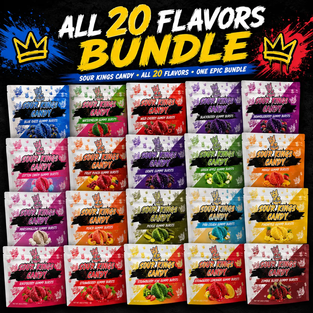 All 20 Flavors Bundle - Viral Sour Candy Snacks