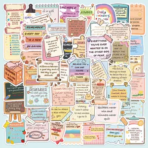 50 Cute Cartoon Motivational English Phrases Stickers, Sticker Decals, Suitable for Scrapbooks, Diaries, Laptops, Water Bottles, Cars, and Other Faith-Based Designs – Gifts with Positive Messages.