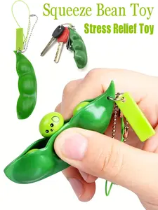 [Edamame Stress Toys keychain]1pc Fidget Toy keychain Anti Stress Peas keychainSqueeze Decompression Toys keychain Kawaii Funny Beans Keychain For Child Adult Halloween Christmas Gift