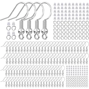 925 Sterling Silver Plated Earring Hooks for Jewelry Making, 300 Pcs Hypoallergenic DIY Earring Making Supplies Kit, Upgraded French Ear Fish Hook Earing Findings Wires Parts Hardware Pieces (Silver)