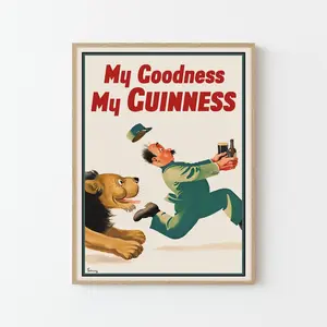 Guinness Lion Vintage Poster Wall Art Unframed Classic John Gilroy Irish Beer Advertisement Retro Animal Illustration Man Cave Pub Bar Decor