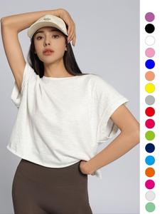 women's plain cut out asymmetrical hem batwing sleeve tee, casual short sleeve round neck t-shirt for summer, ladies clothes for daily wear, tops, womenswear