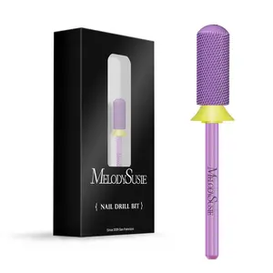 MelodySusie Safety Nail Drill Bits, 3/32'' Smooth Round Top Small Barrel Carbide Bits, Fast Remove Acrylic or Hard Gel for Manicure Pedicure Salon Professional or Beginner, Purple, Extra Fine