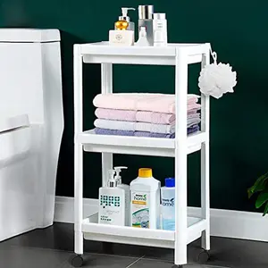 3 Tier Slim Storage Cart Rolling Laundry Cart Bathroom Shelves Organizer, with Wheels for Bathroom Laundry Pantry Kitchen Narrow Places