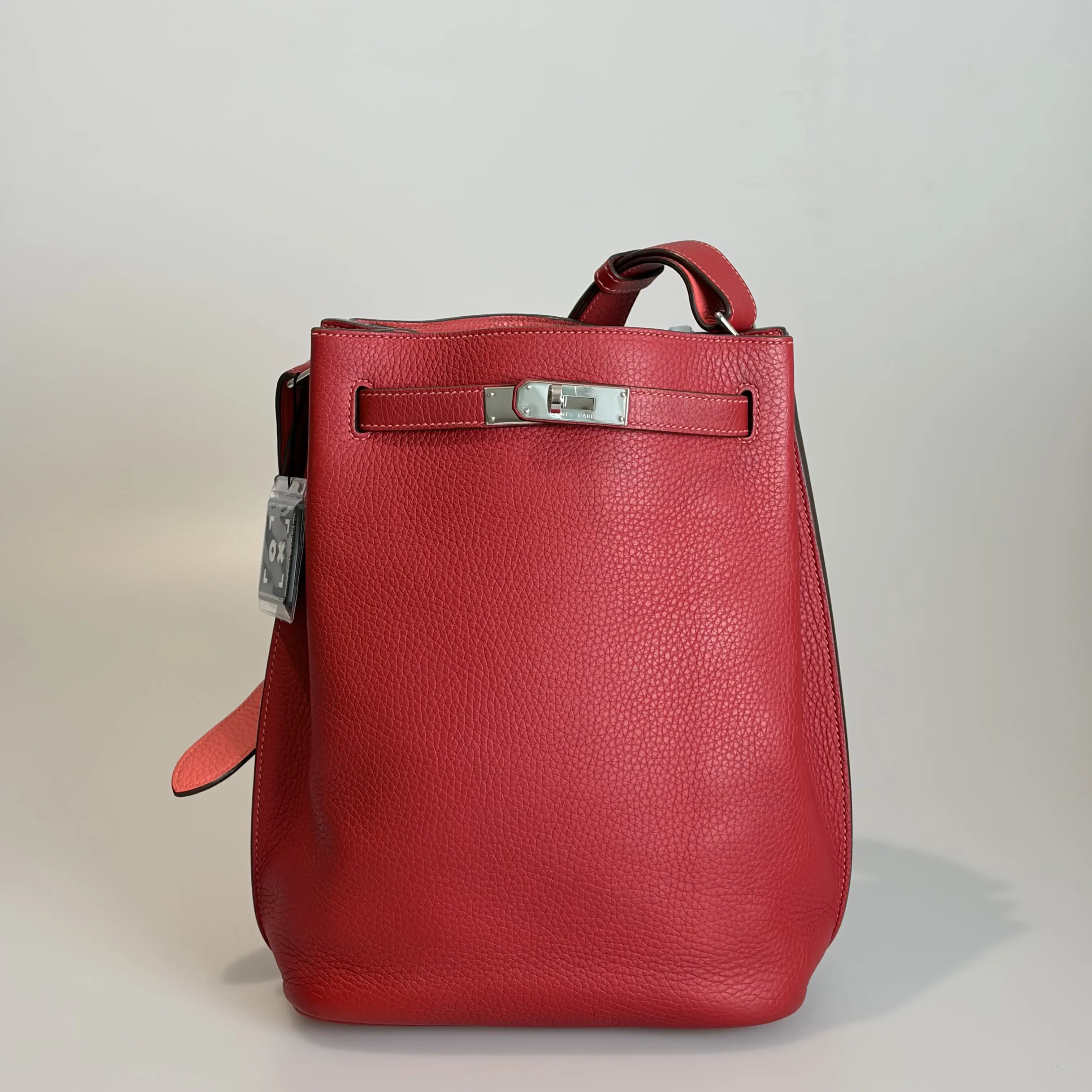 Pre-owned HERMÈS Togo Shoulder Bag So Kelly 22 Rouge Venitien Silver tone Clasp 80586294 Sold As Is / Final Sale