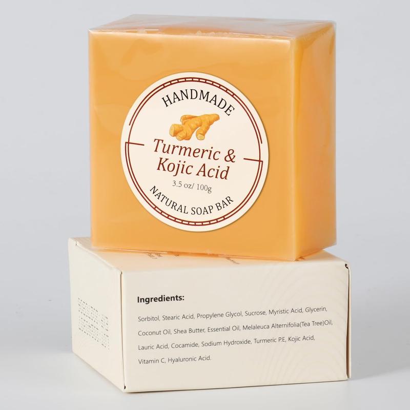 Kojic Acid Soap for Hyperpigmentation Dark Spots, Turmeric Soap Bar Skin Brightening Soap with Tea Tree Oil, Shea Butter, Coconut Oil &amp;   Vitamin C, Women Mens Bar Soap for Face Body - 3.5 oz