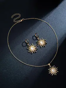 Boho Style Sun Design Jewelry Set, Necklaces Earrings Set, Vintage Pendant Necklace & Dangle Earrings, Fashion Jewelry for Party, Daily Decor, Trendy All-match & Exquisite Jewelry for Birthday Gift