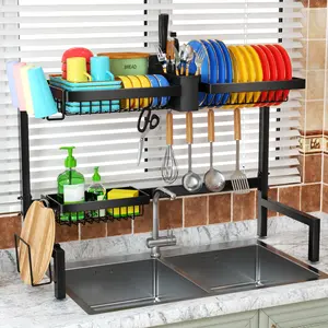 【2 Tiers 3 Baskets】Over The Sink Dish Drying Rack, Kitchen Large Dish Drying Rack Over The Sink, Suitable for Most Sinks, Effective Dish Drying, Kitchen Drying Rack