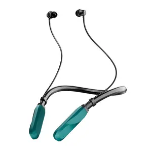 Neckband Bluetooth-compatible Earphones with Long Battery Life, Comfortable Wear with Noise Cancelling, Sports Fitness Headphones in Aqua