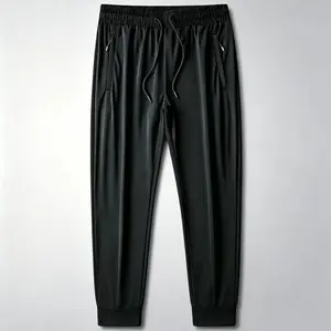 Men’s ice silk cooling athletic pants—breathable mesh with a cool touch, drawstring casual tapered long pants featuring street-style prints; men’s training pants with lightweight mesh side panels; summer sweat-resistant athletic pants for leisure and spor