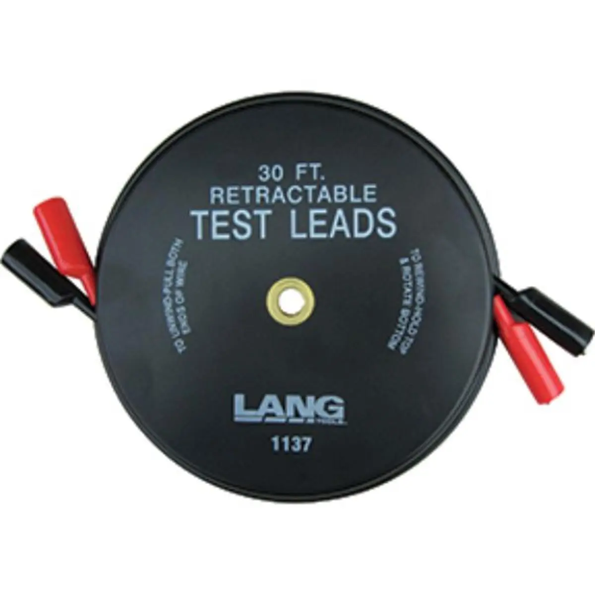 212 MAIN Lang LNG-1137 Retractable Test Leads - 2 Leads, 30 ft Length, Alligator Clips, Copper Wire