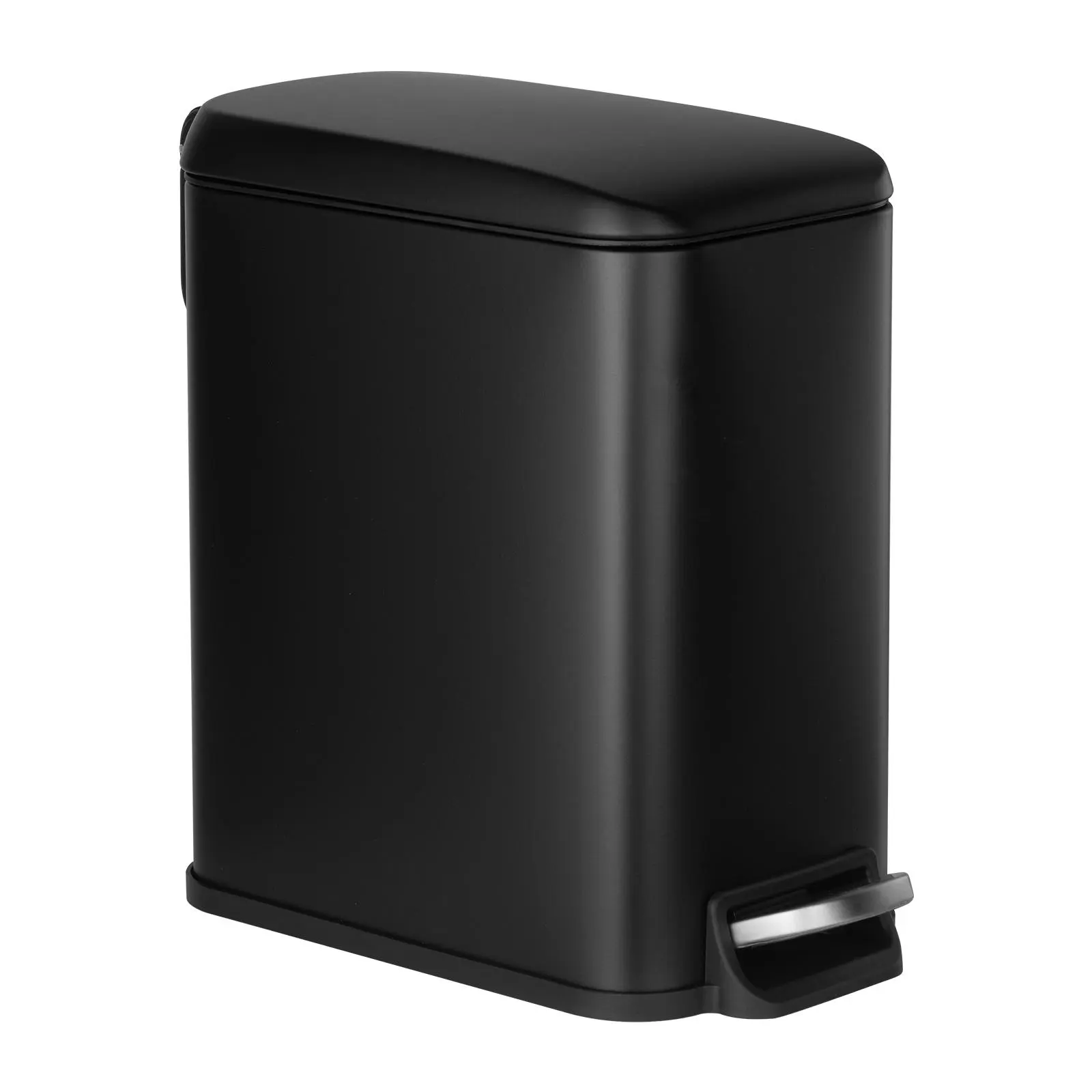 【SummerFinds】VEVOR Minimalist Stainless Steel Slim Trash Can, 6L Step-Pedal Small Bin with Soft-Close Lid, Detachable Inner Bin, 11.4x5.71x10.7in Metal Garbage Can for Kitchen, Home, Dorm, Black