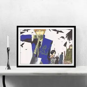 Bleach Ichigo Kurosaki Poster, Crows Scene Tite Kubo Art, Stylish Anime Wall Print, Anime Decor for Fans Room