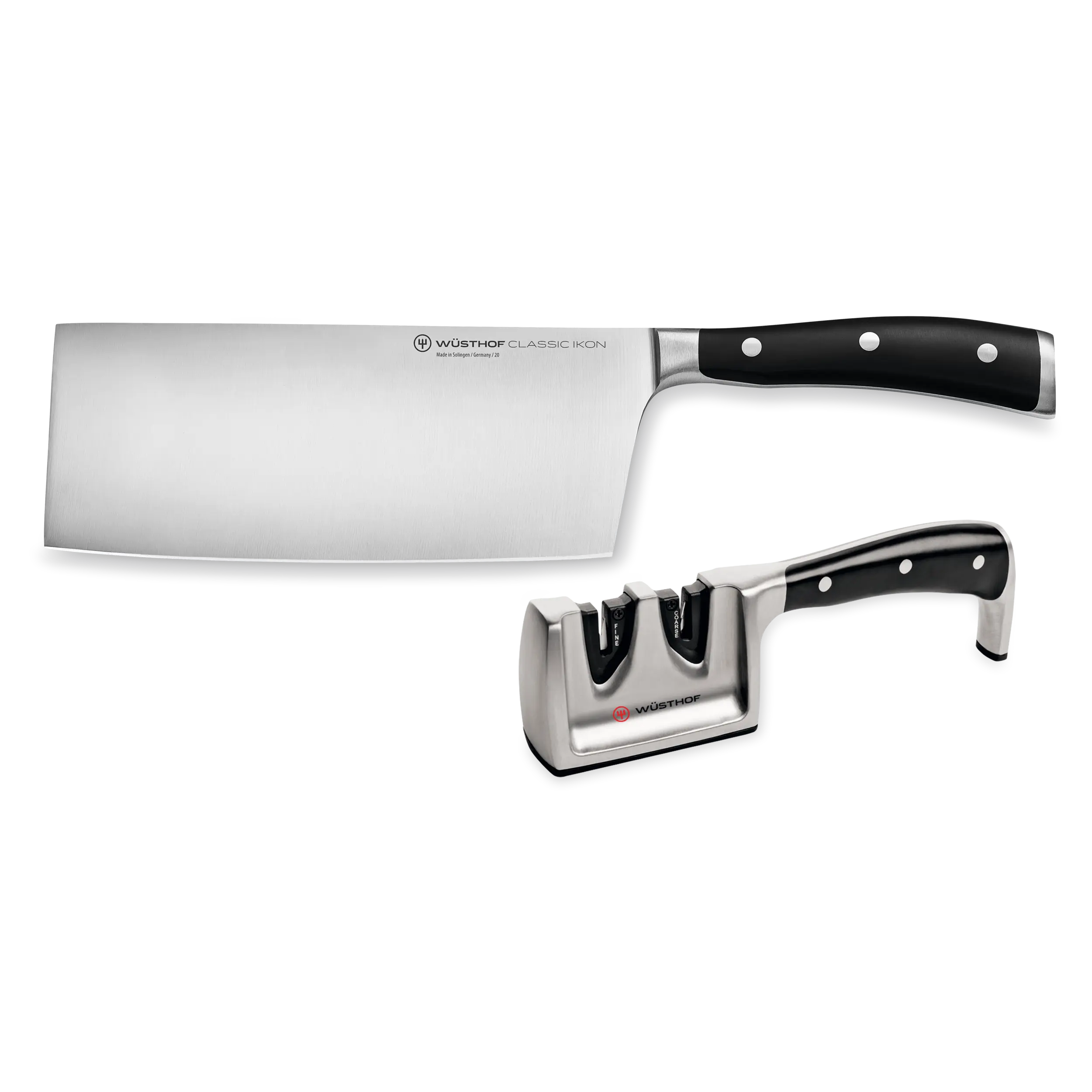 Classic Ikon 2-Piece Chinese Chef's Knife and Sharpener Set