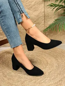 Women's Classic Pointed Toe Chunky Heel Pumps Dress Formal Shoes, Elegant Classy Sexy Footwear for Work and Outing, Stylish High Heels