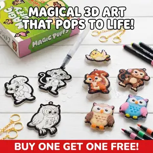 [BOGO Free!] Magic Puffy Aqua Puffs 3D Art Kit – Mess-Free Coloring Craft That Puffs Up! Perfect Travel Toy, DIY Room Decor & Creative Gift for Kids Ages 4-10 (Girls & Boys)